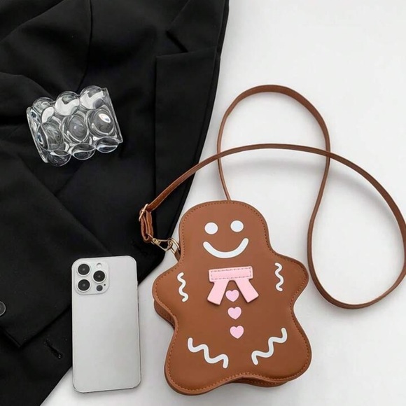 Brown Gingerbread Man Leather Crossbody Bag - Picture 5 of 10